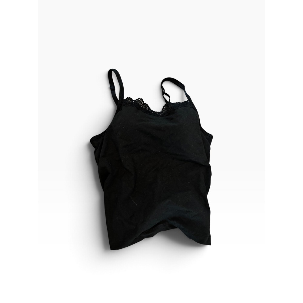 Bali Bra Camisole 36B Black Lace Trim Underwire Support Tank Top 3377